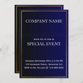 Gloden Frame Blue Corporate Party Einladung Card
