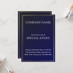 Gloden Frame Blue Corporate Party Einladung Card
