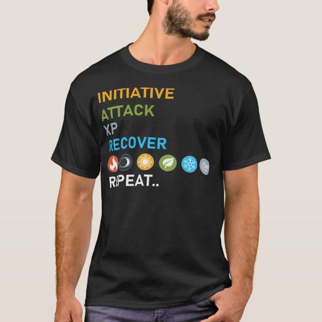 Gloomhaven Initiative Attack Xp Recover Wiederholu T-Shirt (Vorderseite)