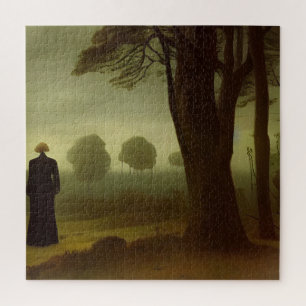 Gloomy Dark Green Forest Painting Puzzle