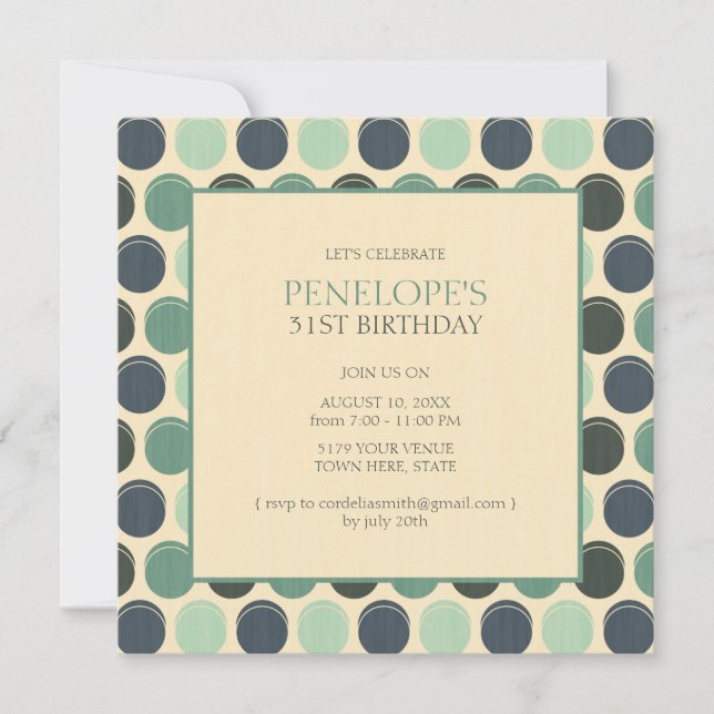 Gloomy Ocean Adult Polka Dot Birthday Einladungen (Vorderseite)