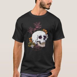 Gloomy Skull und Strelitzia Blume T-Shirt