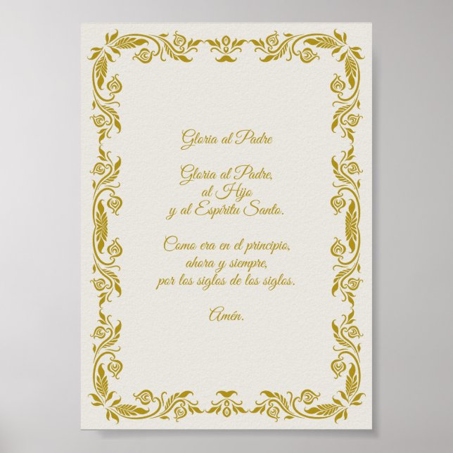 Gloria al Padre con detalles Botánicos Dorados Poster (Vorne)