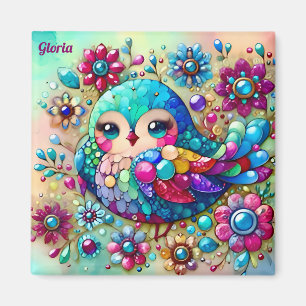 GLORIA ~ Niedlicher Bright Metallic Bird ~ Magnet