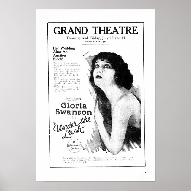 Gloria Swanson 1922 Vintager Film und Poster (Vorne)