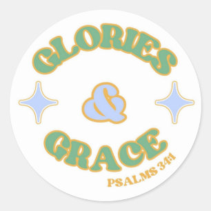 Glories und Grace Sticker, Bubble Letter Sticker, Runder Aufkleber
