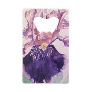 Glorioues Lila Iris Aquarellmalerei Geldbeutel Flaschenöffner