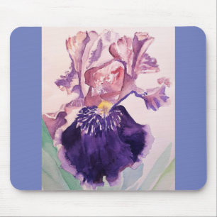 Glorioues Lila Iris Aquarellmalerei Mousepad