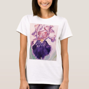 Glorioues Lila Iris Aquarellmalerei T-Shirt