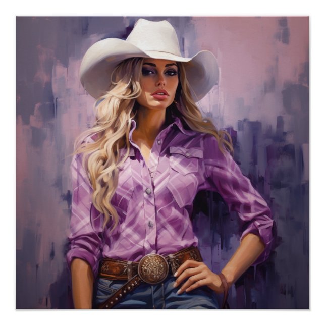 Glorious Gingham: Cowgirl Wall Art Poster (Vorderseite)