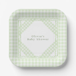 Glorious Green Gingham Pappteller