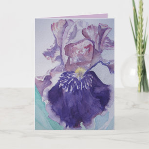 Glorious Lila Watercolor Iris Greetings Card Karte