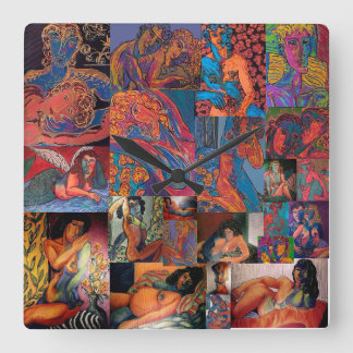 Glorious Nudes! quadratische Acrylwand Wanduhr