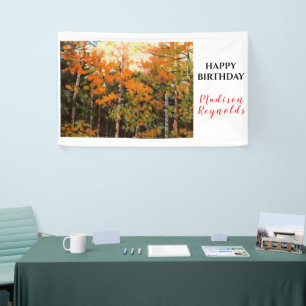 Glorious Orange Yellow Green Aspens Birthday Banner