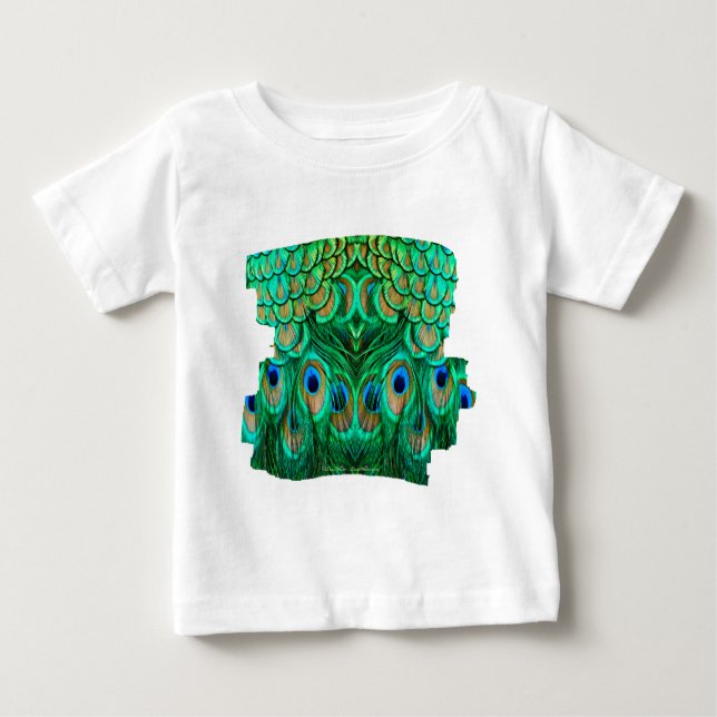 Glorious Peacock Feathers Baby T-shirt (Vorderseite)
