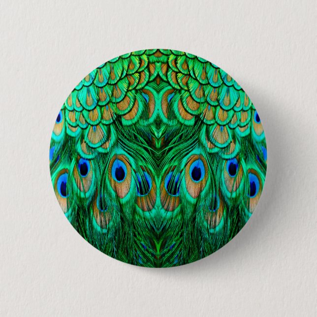 Glorious Peacock Feathers Button (Vorderseite)
