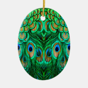 Glorious Peacock Feathers Keramik Ornament