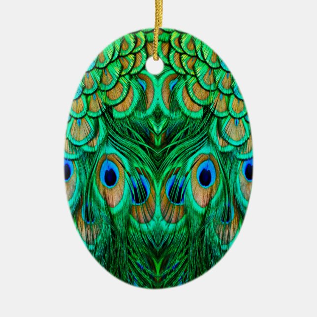Glorious Peacock Feathers Keramik Ornament (Vorne)
