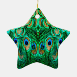 Glorious Peacock Feathers Keramikornament