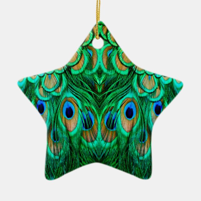 Glorious Peacock Feathers Keramikornament (Vorne)