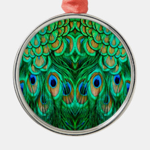 Glorious Peacock Feathers Ornament Aus Metall