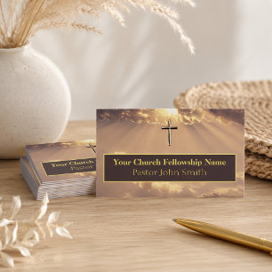 Glorious Sunrise Gold Cross Church Business Cards Visitenkarte