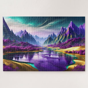 Glorreiche Lila und goldene Landschaft Puzzle
