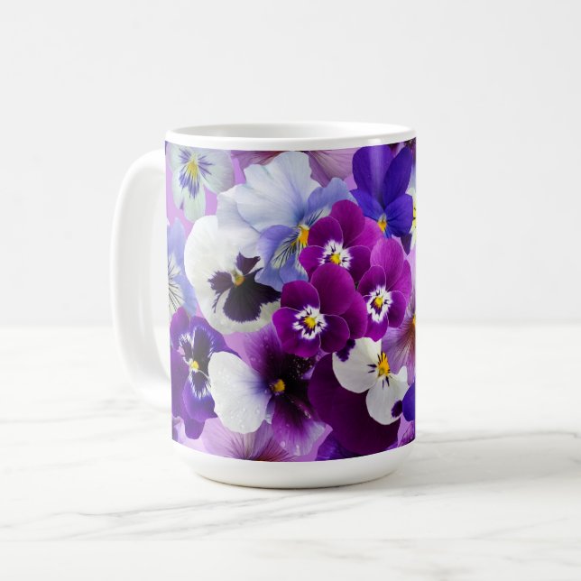 Glorreiche Stiefmütterchen Kaffeetasse (Vorderseite Links)