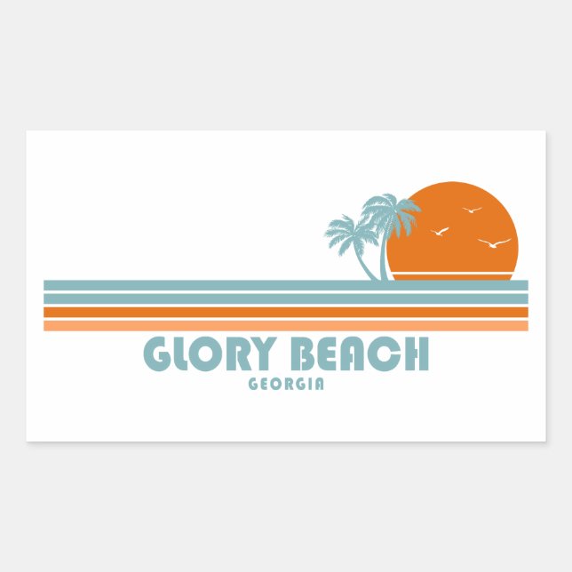 Glory Beach Georgia Sun Palm Trees Rechteckiger Aufkleber (Vorderseite)