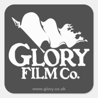 Glory Film Co. Logo-Aufkleber. Quadratischer Aufkleber
