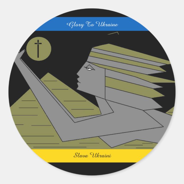 GLORY FÜR DIE UKRAINE CLASSIC ROUND STICKER (Vorderseite)