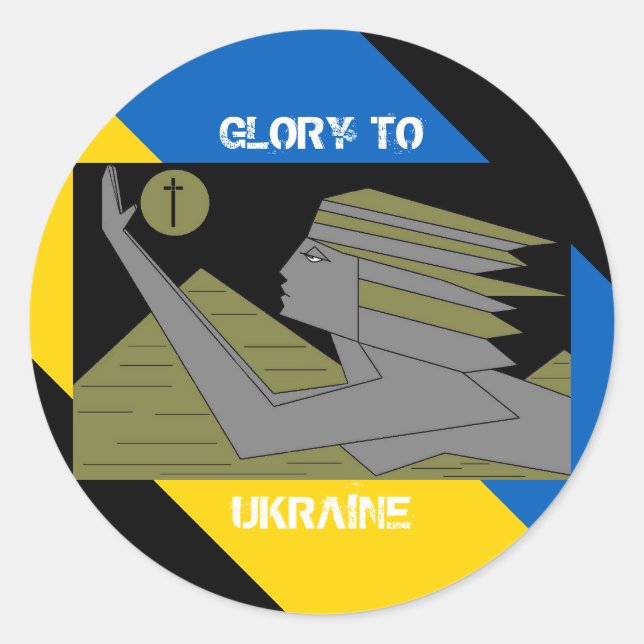 GLORY FÜR DIE UKRAINE RUNDER AUFKLEBER (Vorderseite)