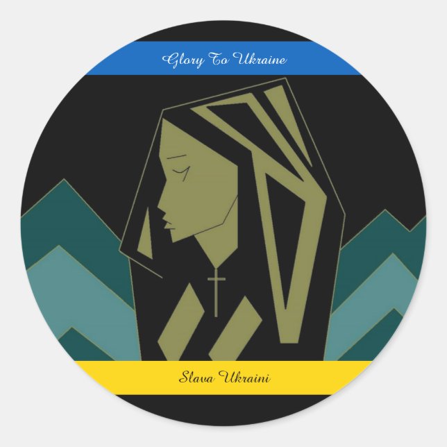 GLORY FÜR DIE UKRAINE RUNDER AUFKLEBER (Vorderseite)