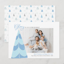 Glory to God Blue Tree Foto Card