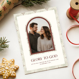 Glory To God Religious Family Arch Photo Christmas Feiertagskarte