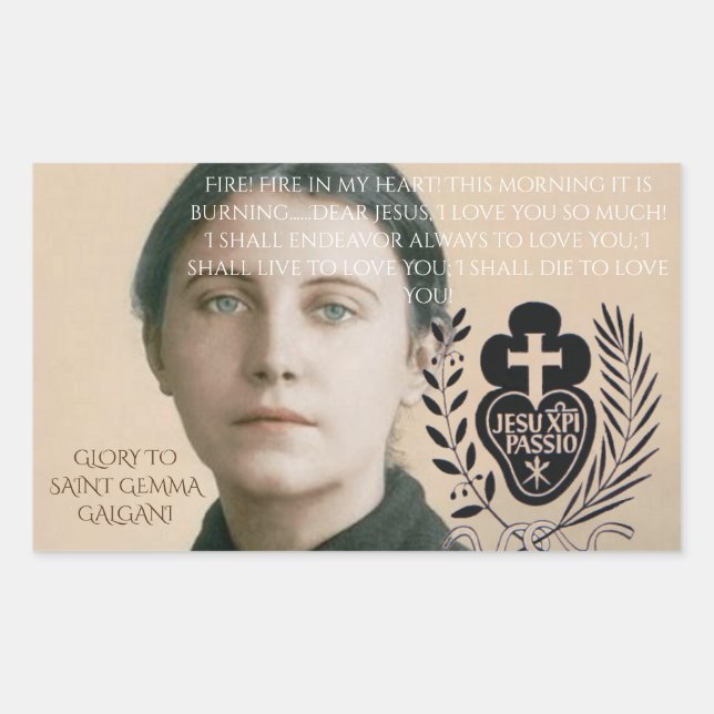 GLORY TO SAINT GEMMA GALGANI RECHTECKIGER AUFKLEBER (Vorderseite)
