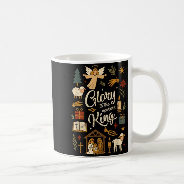 Glory To The Newborn King Christmas Nativity Scene Kaffeetasse (Rechts)