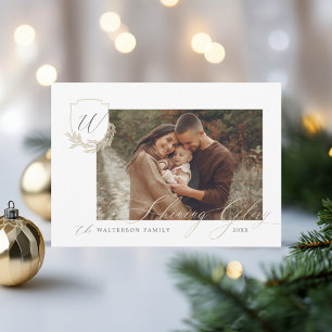 Glory Winter Garland Monogram Wappen Foto Feiertagskarte