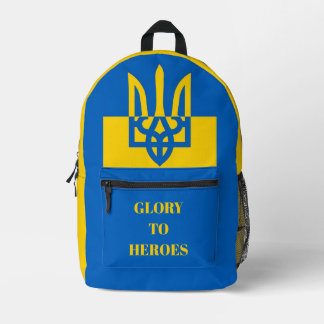 GLORY ZU HEROES. UKRAINE. TRIDENT. DRUCKSICHERHEIT BEDRUCKTER RUCKSACK