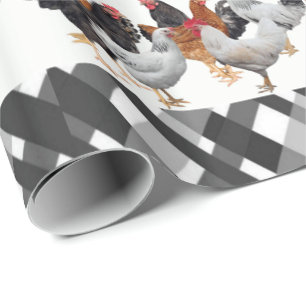 Glossarmaturpapier Hühner Kariert Geschenkpapier