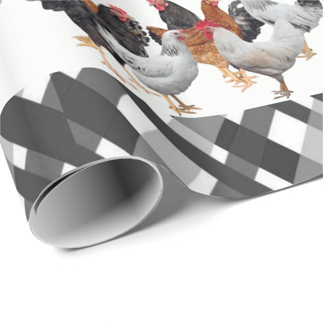 Glossarmaturpapier Hühner Kariert Geschenkpapier (Rolleneckpunkt)