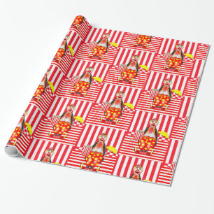 Glosses Wrapping Paper, Red Stripe Clown Popcorn Geschenkpapier