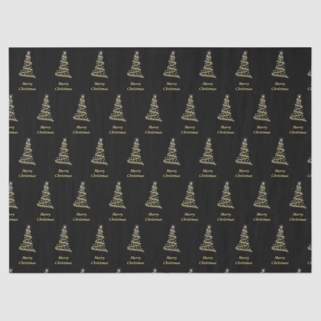 Glossgold Weihnachtsbaum schwarz Seidenpapier (Vorderseite)