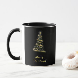 Glossgold Weihnachtsbaum schwarz Tasse