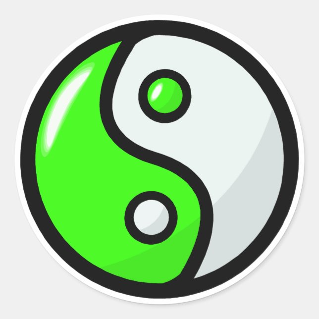 Glossgrün Yin Yang in Balance Runder Aufkleber (Vorderseite)