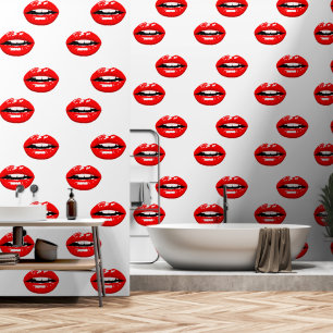 Glossrote Lippen, Farbe weiß Tapete