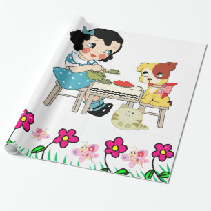 Glosswackelpapier, Vintage Katze Geschenkpapier