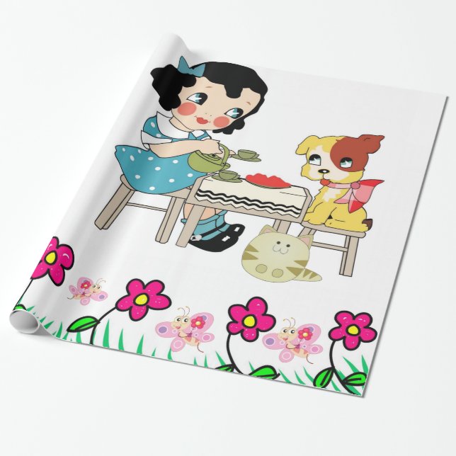 Glosswackelpapier, Vintage Katze Geschenkpapier (Ungerollt)