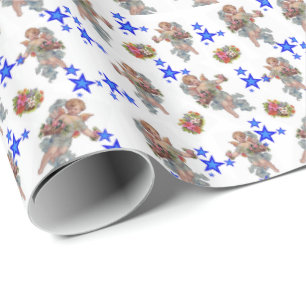 Glosswrapping Paper Angel Blue Stars Geschenkpapier