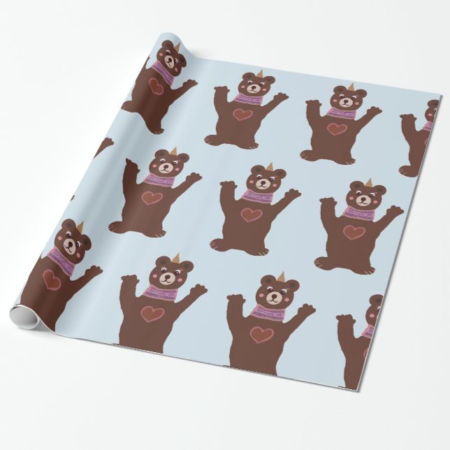 Glosswrapping Paper Bear Baby Geschenk Geschenkpapier (Ungerollt)